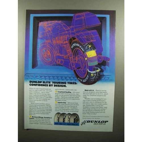 1990 Dunlop K-491 Elite G/T Touring Tires Ad