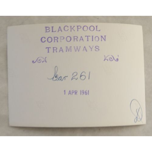 Photo Blackpool Tram no. 261 outside Tram Sheds in 1961