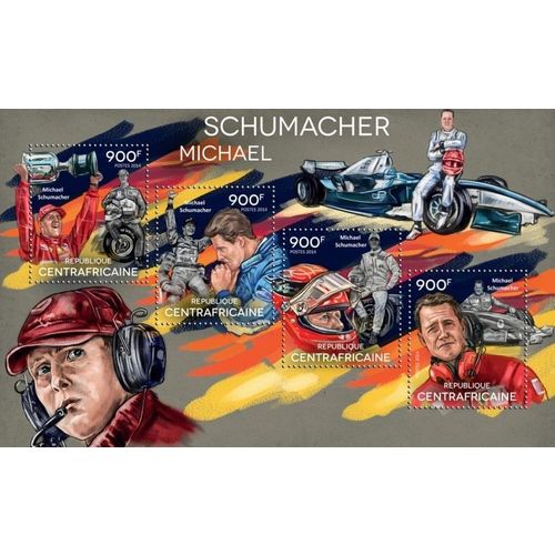 CENTRAL AFRICA 2014 SHEET MNH SCHUMACHER FORMULA 1 F1 PILOTS DRIVERS SPORTS 5