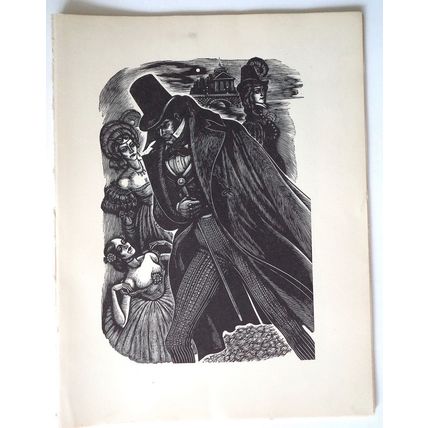 Antique Fritz Eichenberg Engraving Print Jane Eyre Bronte Art Decor Rochester