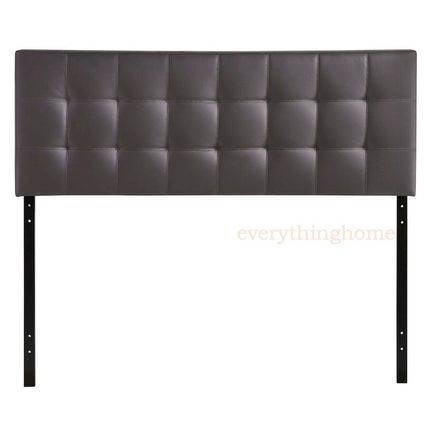 Modern King Vinyl Headboard Button Tufted Upholstered Brown, Black, White