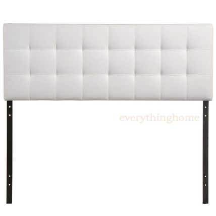 Modern King Vinyl Headboard Button Tufted Upholstered Brown, Black, White
