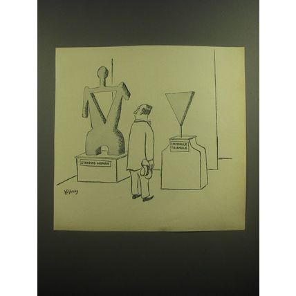 1947 Cartoon by Anatol Kovarsky - Standing Woman Immobile Triangle