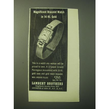 1948 Lambert Brothers Girard Perregaux Watch Advertisement