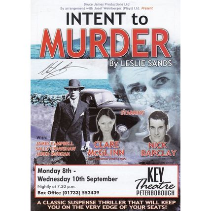 Intent To Murder Clare McGlinn Nick Barcley Leslie Sands Signed Theatre Flyer