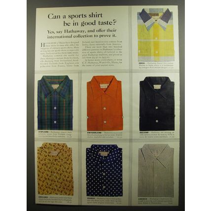 1952 Hathaway Shirts Ad - Can a sports shirt be in good taste?