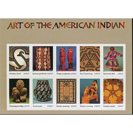 Art of the American Indian Pane of Ten 37 Cent Postage Stamps Scott 3873