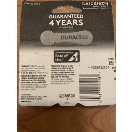 1x Duracell 16 Pack Hearing Aid Batteries Size 10