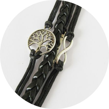 Handmade Bracelete Waxed Cotton Tree of Life Love Fuax Leather Hand made BR2