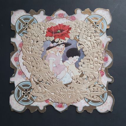 Antique Whitney Valentine Card Small Embossed Die Cut Victorian Era Vintage USA