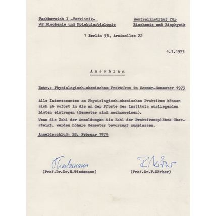 Dr Heinz Tiedermann German Physician Biology Chemist Hand Signed Letter