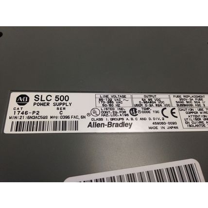 ALLEN BRADLEY SLC-500 PLC 1746-P2, 1746-A10, 1746-P2, 1746-IB16 ,10-SLOT,DG