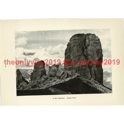 Cinque Torri, Dolomites, Italy, Book Illustration (Print), 1935