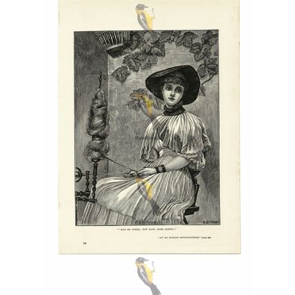 At An Italian Spinning Wheel, Victorian Life, Book Illustration (Print), 1887