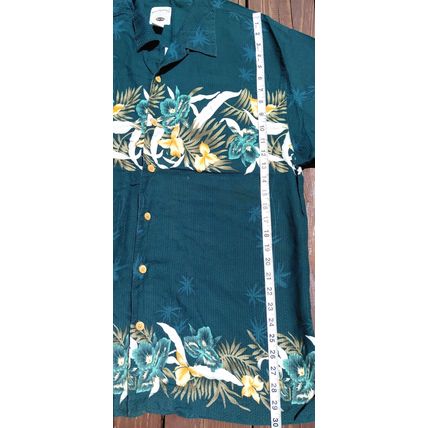 Original Island Sport Men XLG Green Yellow Floral Hawiaan Button S/S Shirt Flaws