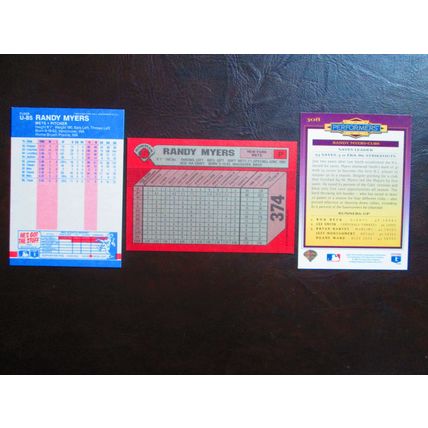 Three (3) Randy Myers Baseball Cards (See Pictures and Description Below)