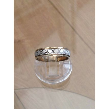 Antique Vintage Edwardian Silver and Gold Spinner Band Size UK T, US 9.75