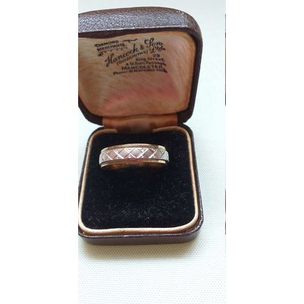 Antique Vintage Edwardian Silver and Gold Spinner Band Size UK T, US 9.75