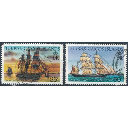 Ships: 25c & 50c - Turks & Caicos Islands 1983 - F H - SG 774 & 777