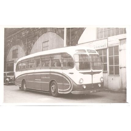 Black & White Photo of Gee Cross Coaches Ltd. - OWU 771 ex. Schofield, Marsden