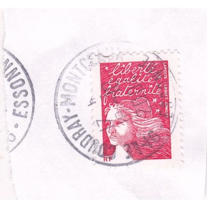 France 2002 COUDRAY-MONTCEAUX POSTMARK on Egalite Liberte Fraternite VGC