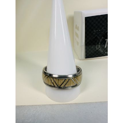 NIB Bomb Party Sz13 Revealed BP Ring RBP3658 Mountain High Titanium & Grey Wood