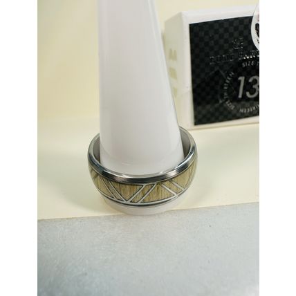 NIB Bomb Party Sz13 Revealed BP Ring RBP3658 Mountain High Titanium & Grey Wood