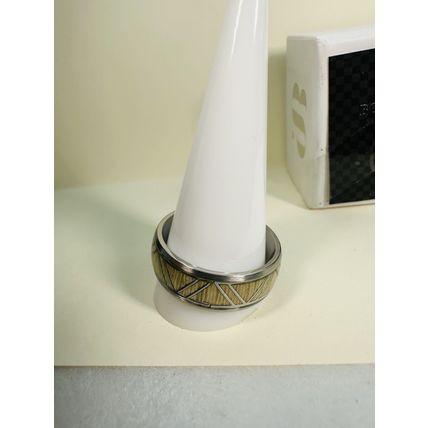NIB Bomb Party Sz13 Revealed BP Ring RBP3658 Mountain High Titanium & Grey Wood