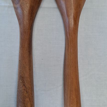Wood SALAD SPOON & FORK Set Wooden Utensils Tong Server