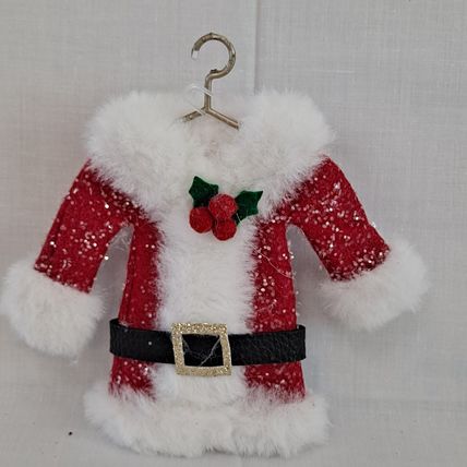 NEW Lot 3 SANTA SUITS 6" Christmas ORNAMENTS Holiday Time Mrs Claus Jacket
