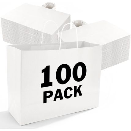 XPCARE 100Pcs 16X6X12 Inches Large Paper Bags with Handles Kraft Paper Bag Gift