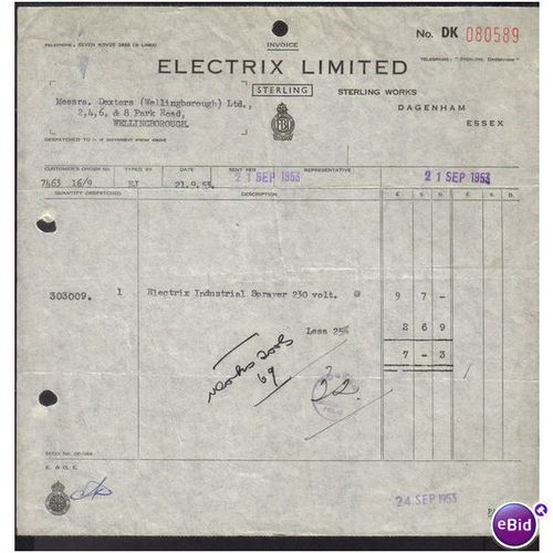 ELECTRIX LTD,STERLING WORKS,DAGENHAM,ESSEX ,21SEP1953
