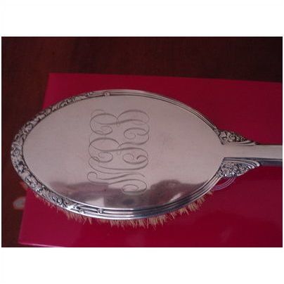 GORHAM STERLING SILVER ANTIQUE REPOUSSE ART DECO FLORAL vanity hair brush groom