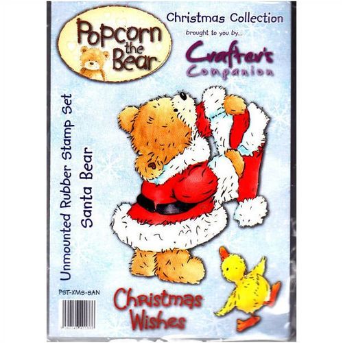 Popcorn the Bear Christmas Collection Santa Bear - Rubber Stamp set