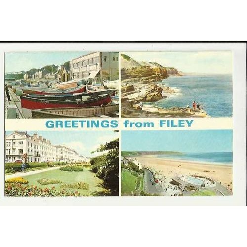 Yorkshire FILEY Multi-View Postcard by Dennis (F.0291)