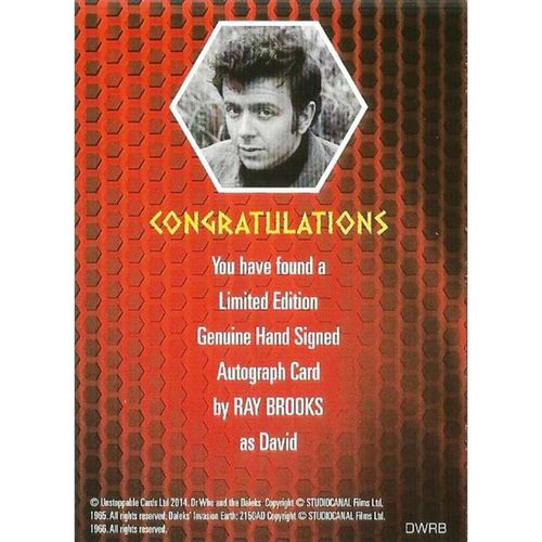 Doctor Who Daleks Invasion Earth 2150AD Auto Card DWRB Ray Brooks as David
