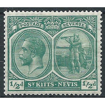 St Kitts Nevis1921 SG37 1/2d Blue-Green Mounted Mint ..
