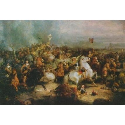 The Military Battle Of Worcester Oil Painting Postcard
