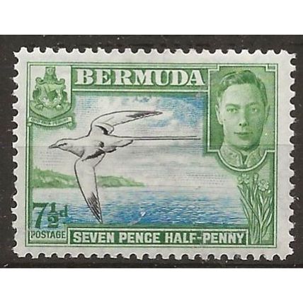 Bermuda 1938 SG114b 7 1/2d Black, Blue & Bright Green Mounted Mint .