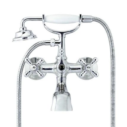 MODONA Shower Faucet 6" 2-Handle Tub Porcelain Hand Shower Polished Chrome