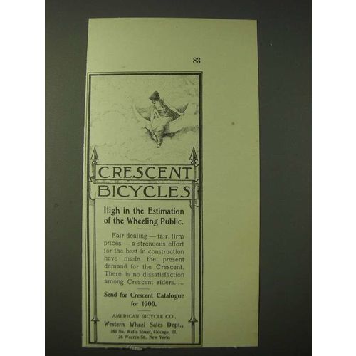 1900 Crescent Bicycles Ad - Crescent Bicycles high in the estimation