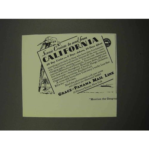 1930 Grace-Panama Mail Line Cruise Ad - California
