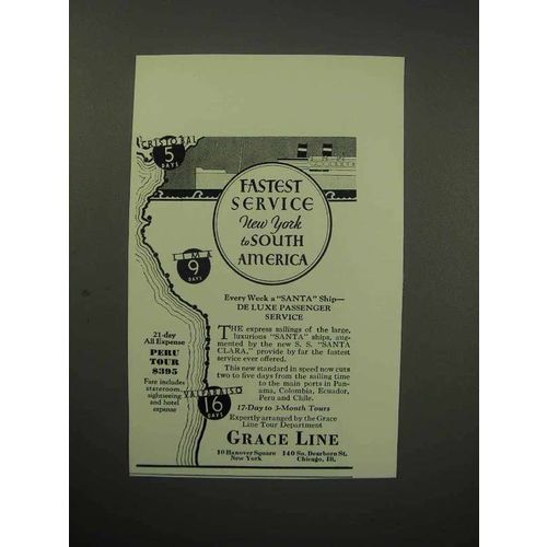 1930 Grace Line Cruise Ad - Fastest Service S. America