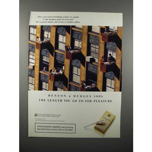 1994 Benson & Hedges 100's Cigarette Ad - Pleasure