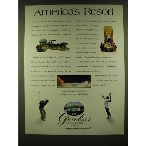 1990 The Greenbrier Resort Ad - America's Resort
