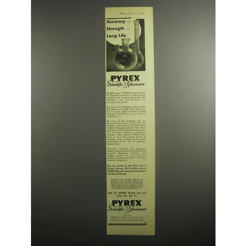 1948 Pyrex Scientific Glassware Ad - Accuracy - Strength - Long Life