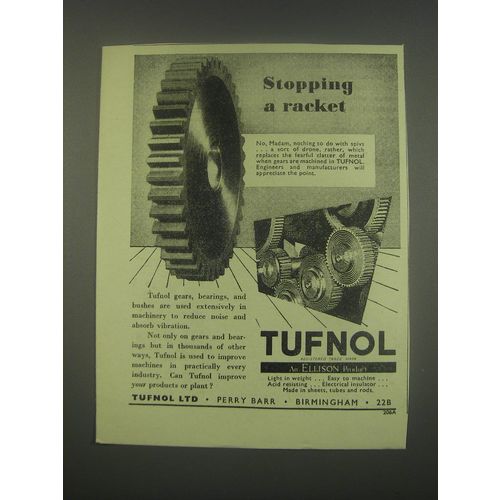 1949 Tufnol Ltd. Ad - Stopping a racket