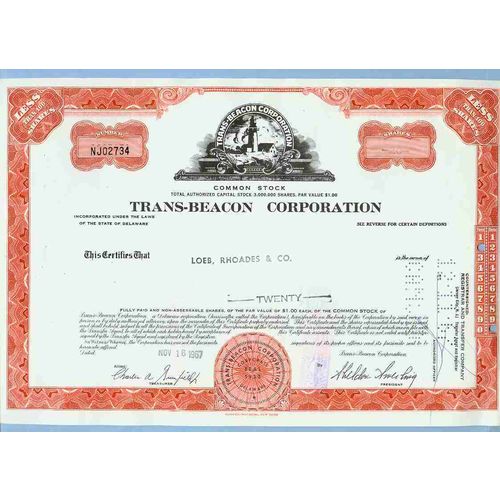 DE na Stock Certificate Company: Trans-Beacon Corporation ~86