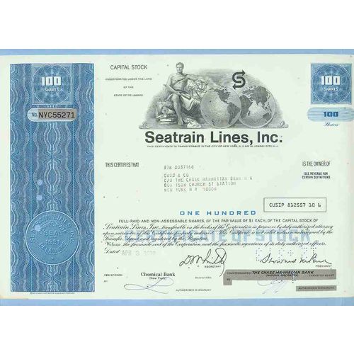 DE na Stock Certificate Company: Seatrain Lines ~73