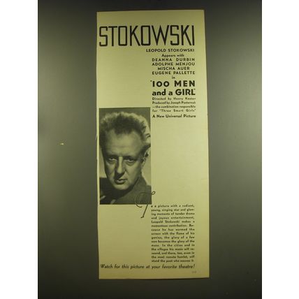 1937 100 Men and a Girl Movie Advertisement - Leopold Stokowsk